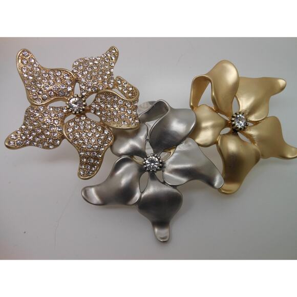 Jewelry Making Connector 2-Tone Gold Silver Rhinestone Crystal Floral Wedding - Picture 1 of 10